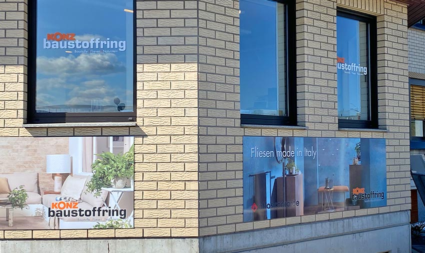 Fensterbeschriftung Baustoffring Konz in Eislingen